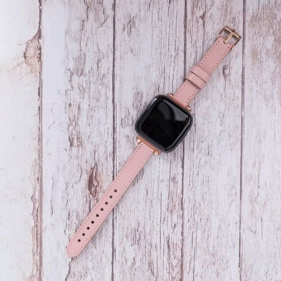Fitbit Versa 1, 2, 3 & Sense Leather Band Pink - Picture 4 of 6
